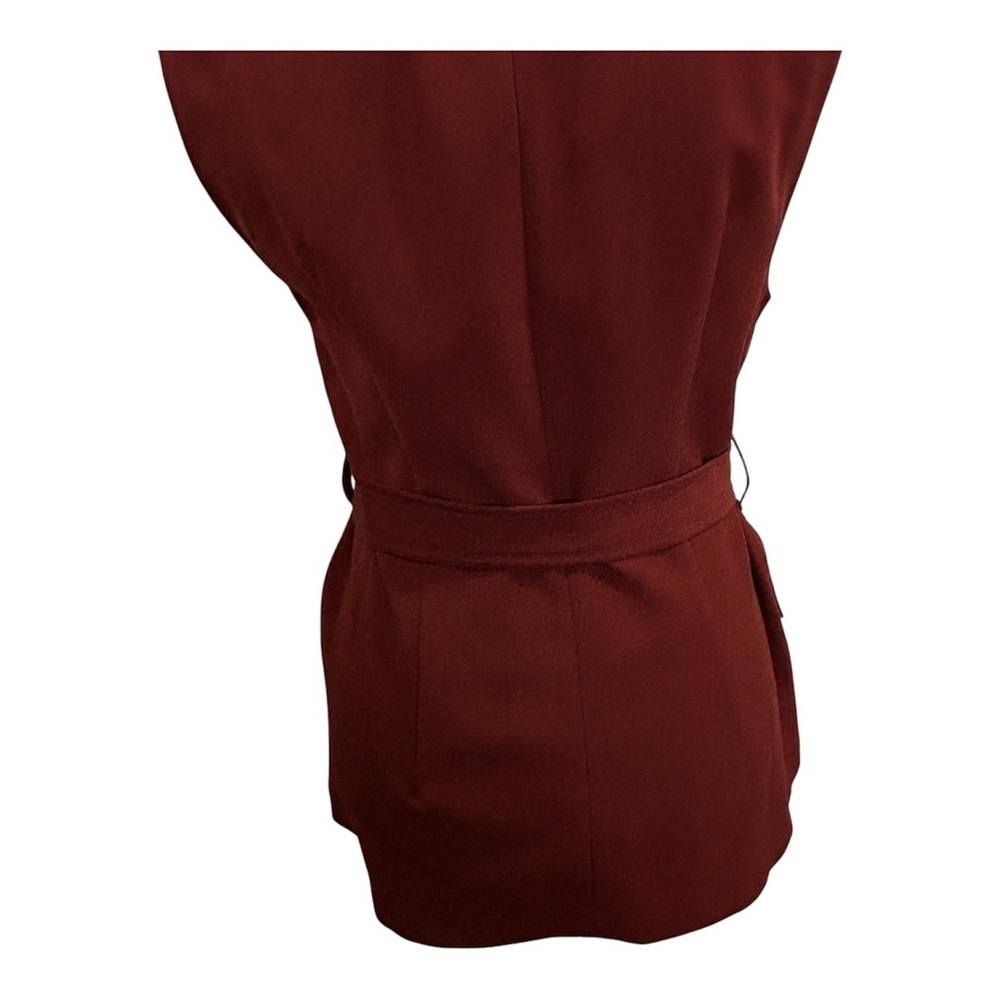 Reitmans Petite 2 Rust Belted Sleeveless Blazer Vest Tailored Wrap Front Career - Picture 9 of 15
